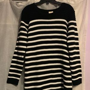 Striped dolphin hem sweater dress